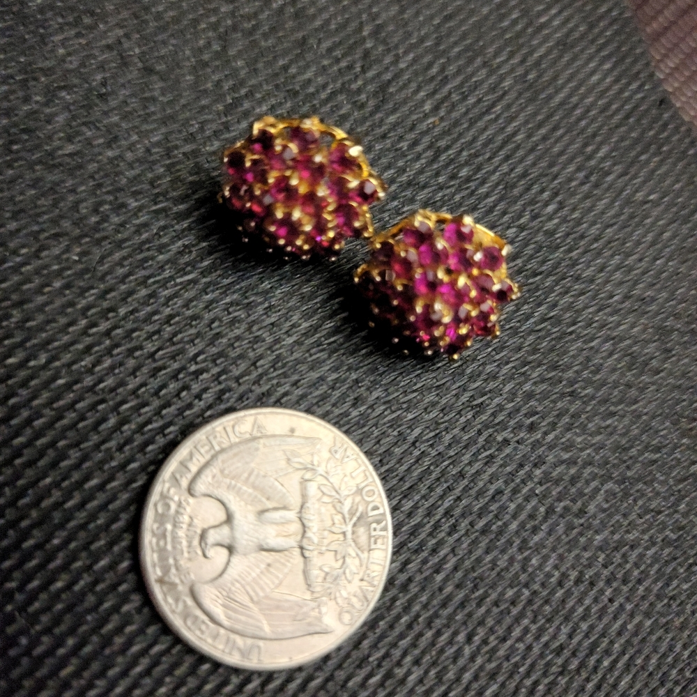 Ruby Cluster Earrings - image 1